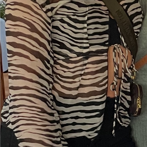 Zebra Print Tie-Front Blouse - Picture 5 of 5